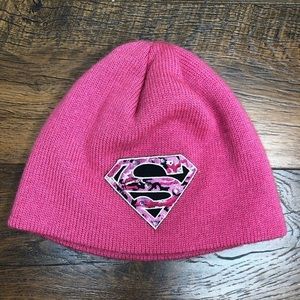 SUPER GIRL Pink S Beanie Hat Cap - Size Youth 4-16
